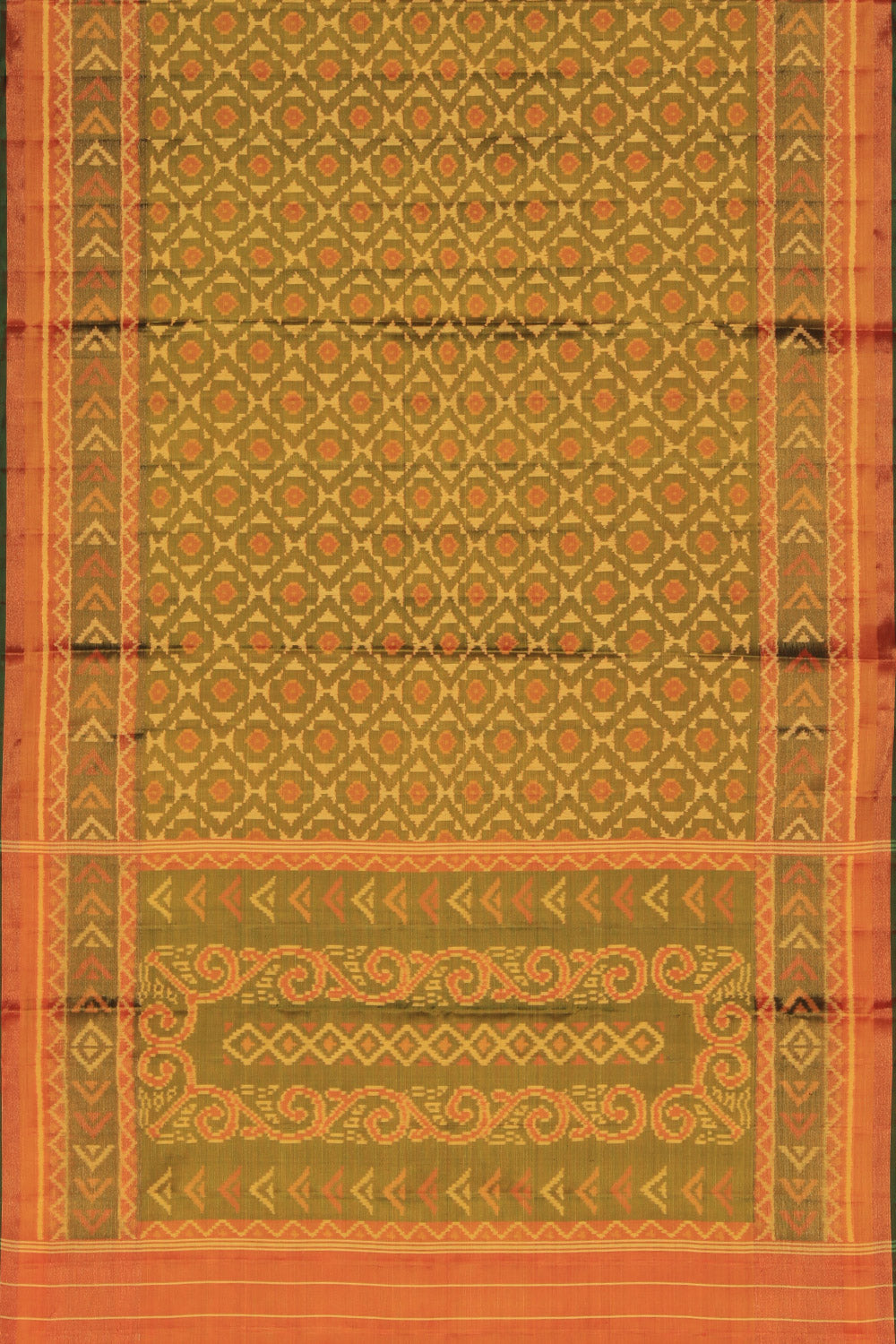 Image of Rajkot Patola Silk Moss Green Saree